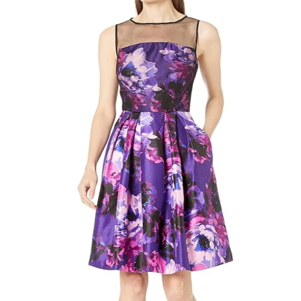 Shantung Garden Floral Cocktail Dress